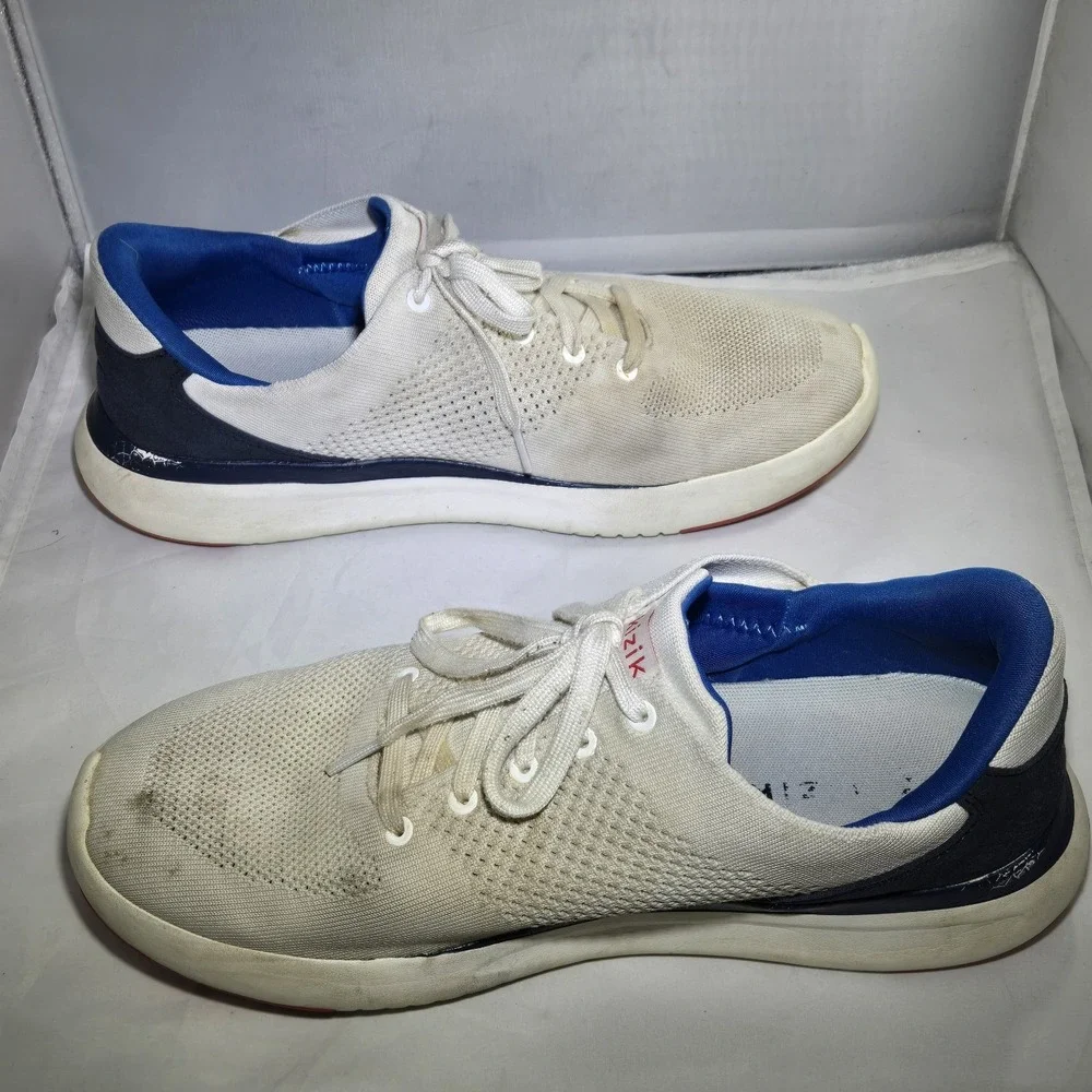 Kizik LIMA Shoes Women's Sz 12.5/ Men's 11 Wide Hands Free Liberty Blue White